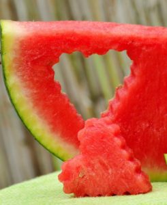 Watermelon with a heart shape cut out