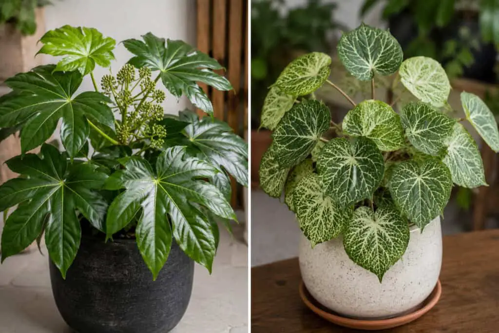 Comparison of Fatsia japonica and Tetrapanax papyrifer foliage.